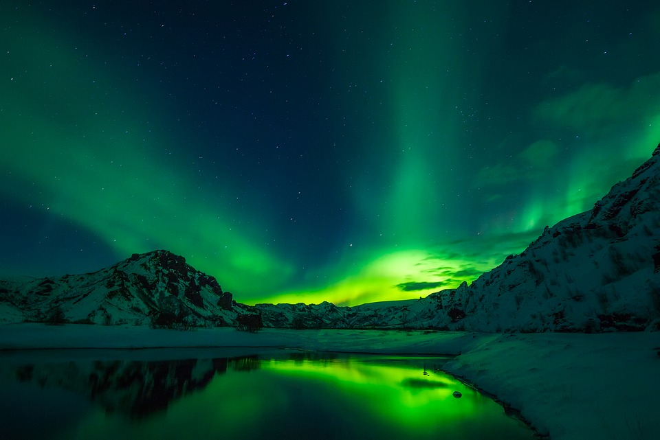 A stunning view of Aurora Borealis in Iceland.