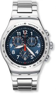 Swatch Orologio Unisex Cronografo al Quarzo con Cinturino in Acciaio Inox – YOS455G