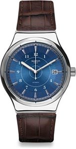 Swatch Orologio Digitale Quarzo Uomo con Cinturino in Pelle YIS404