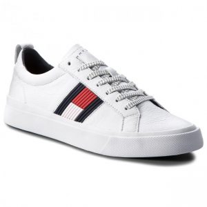 Tommy Hilfiger Flag Detail Leather Sneaker, Scarpe da Ginnastica Basse Uomo