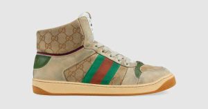 GUCCI Scarpe per uomo di lusso "SCREEN HIKE GG" IN PELLE E TELA