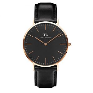 Daniel Wellington DW00100127 Orologio Unisex con cinturino in pelle, Nero