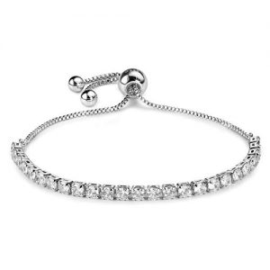 J.Fée oro rosa regolabile donna Bracciale Bracciale tennis Bracciale cristallo bianco Bracciale diamante bianco Squisito Zircone cubico Regalo di Compleanno San Valentino Regalo di per donne
