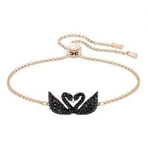 Swarovski Bracciale Iconic Swan, Cristallo Nero, Placcato nella tonalità Oro Rosa, da Donna
