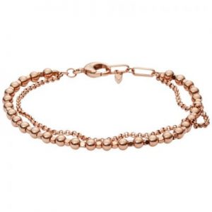 Fossil Bracciale da Donna in Ottone con Perline, Oro Rosa
