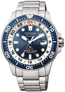 Citizen Promaster Diver 200 mt eco drive GMT BJ7111-86L Orologio da polso Uomo lunetta blu Supertitanio
