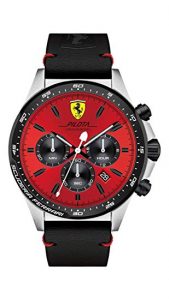 Orologio da uomo con cinturino in pelle nera, Scuderia Ferrari 0830387
