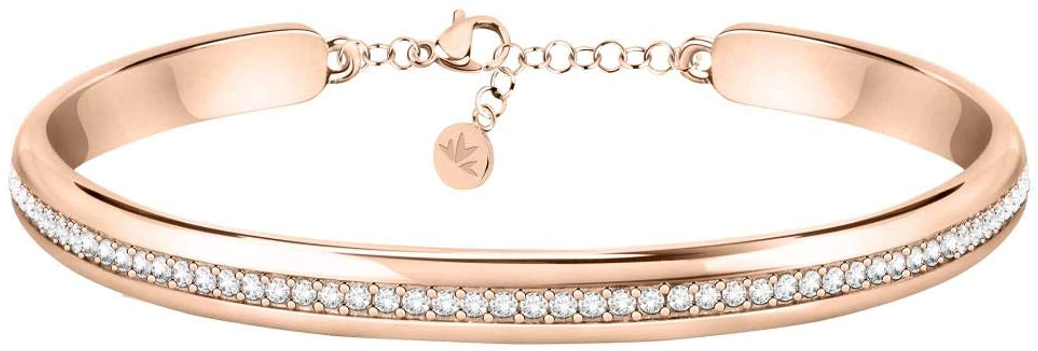 Morellato Bracciale da donna, Collezione Cerchi, in acciaio, PVD oro rosa, cristalli - SAKM74