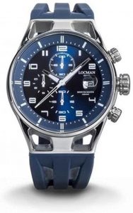 Orologio Locman Montecristo 0542A02S-00BLWHSB Al quarzo (batteria) Acciaio Quandrante Blu Cinturino Caucciu'