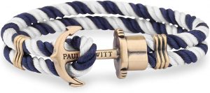 Paul Hewitt Bracciale Uomo con Ancora PHREP - Bracciale Uomo Ancora in Nylon (Blu Navy e Bianco), Bracciale Uomo Marinaro con Ciondolo Ancora in Acciaio (Ottone)
