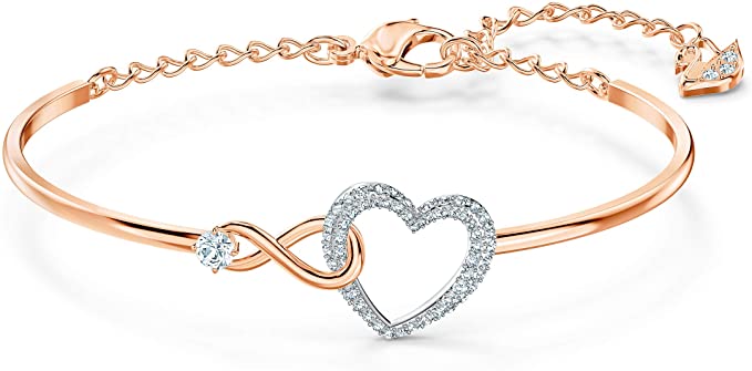 Swarovski Bracciale rigido Swarovski Infinity Heart, bianco, mix di placcature
