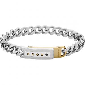 Diesel Cap Closure- Bracciale in acciaio inossidabile tono argento per uomo DX1212040
