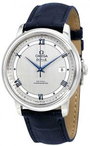 Omega de Ville co-axial automatica cronometro cinturino in pelle blu 424.13.40.20.02.003, orologi omega
