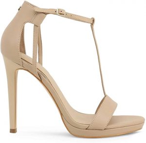 Guess Scarpe Sandalo con Tacco TC 110 MOD Tecru in Pelle Beige Donna
