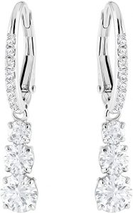 Swarovski Orecchini Attract Trilogy Round, Bianco, Placcatura Rodio