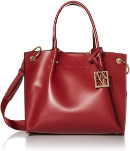 ARMANI EXCHANGE Borsa small con tracolla removibile colore Marrone e Bordeaux con pochette all'interno (Bordeaux)