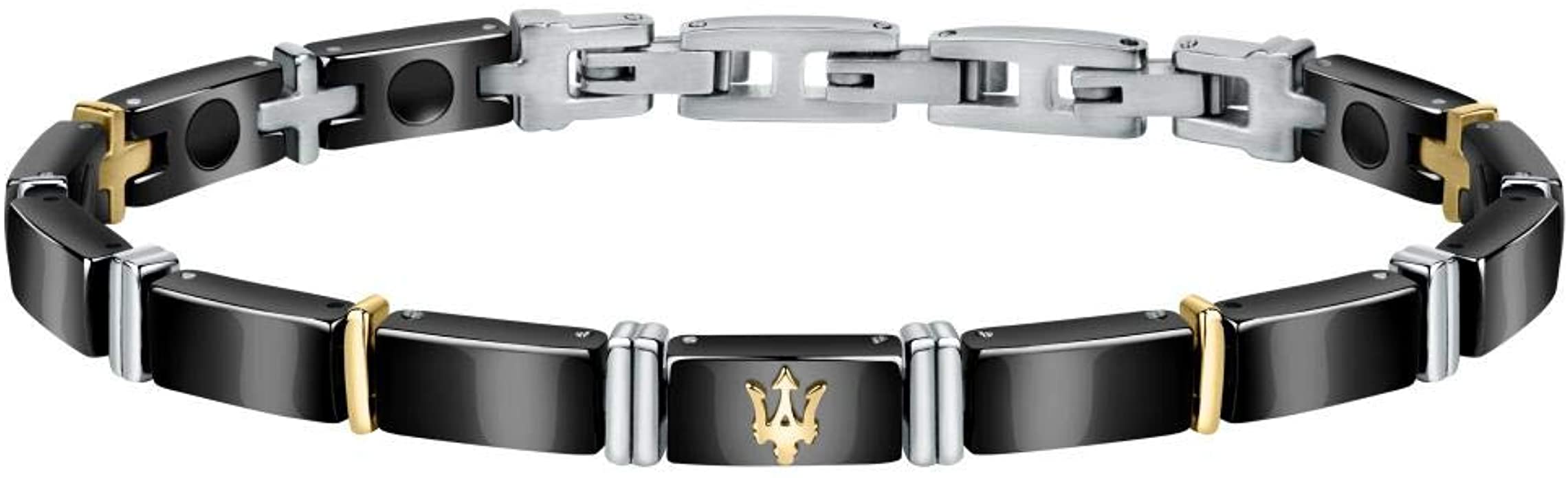 Maserati Bracciale Uomo, Collezione JEWELS, in Acciaio, ceramica, PVD oro giallo - JM221ATZ03