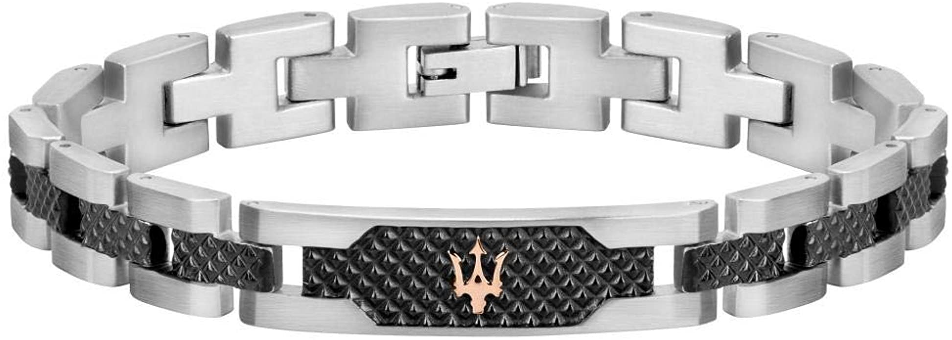Maserati Bracciale da uomo, Collezione JEWELS, in Acciaio,PVD grigio, PVD oro rosa - JM419ASC01