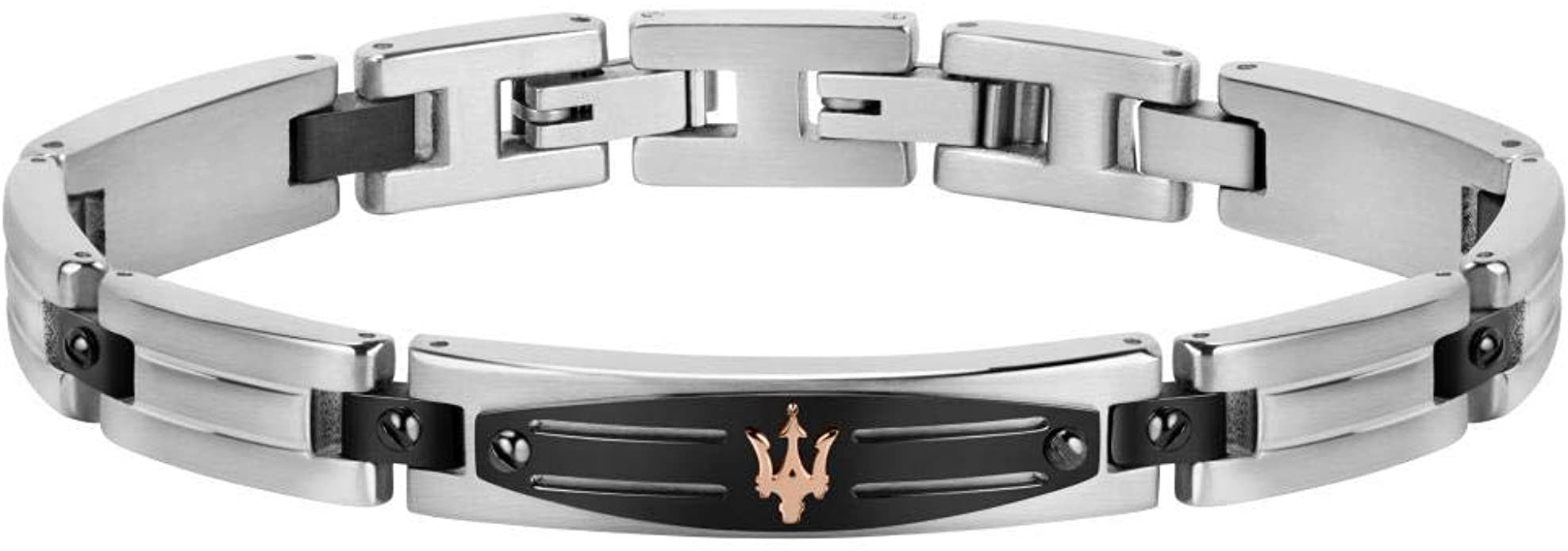 Bracciale da uomo, Collezione MASERATI JEWELS, in Acciaio, PVD gun, PVD oro rosa, PVD nero - JM419ARY03