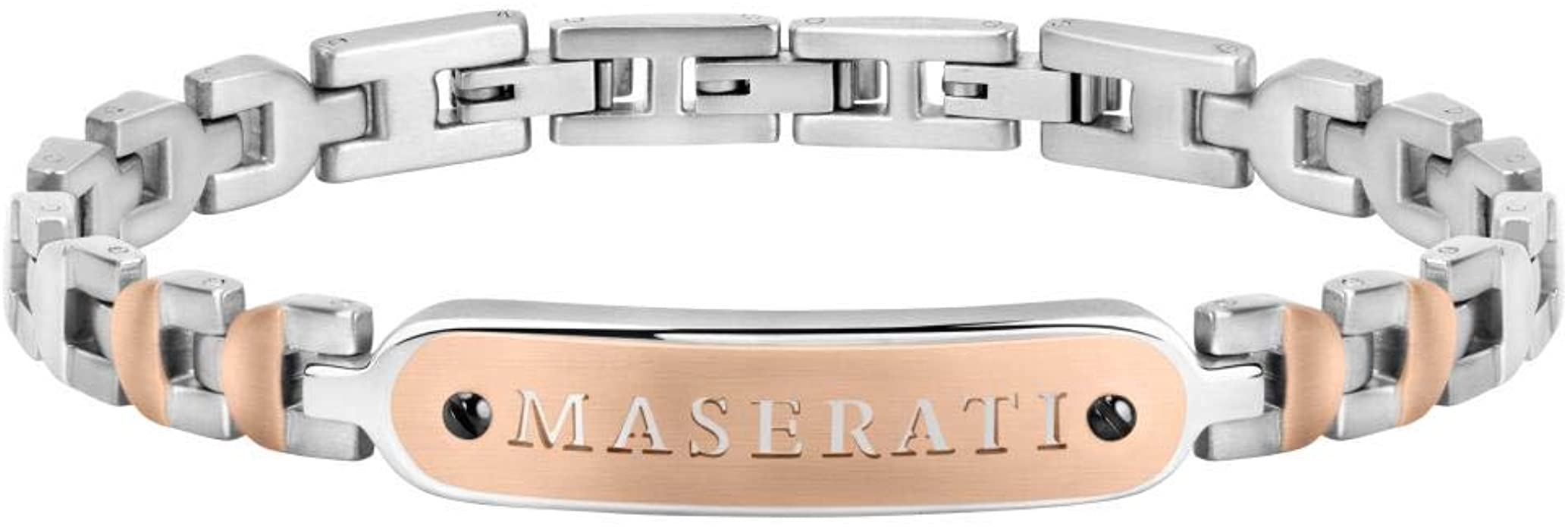 Bracciale da uomo, Collezione MASERATI JEWELS, in Acciaio,PVD gun,PVD oro rosa - JM419ARZ01