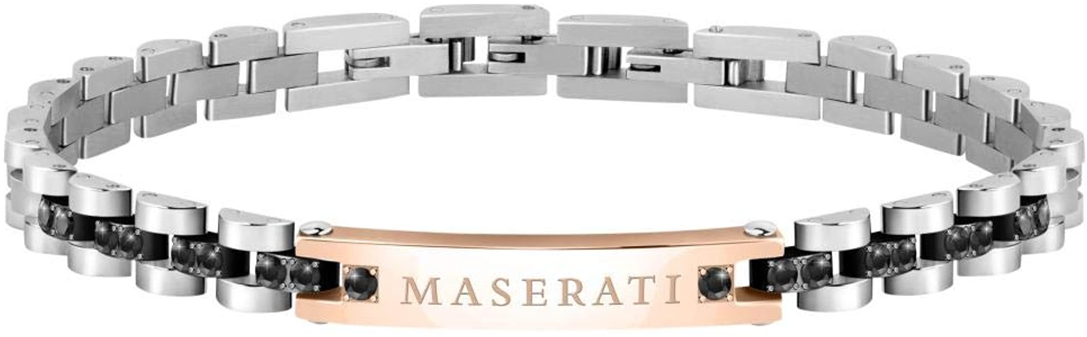 Maserati Jewels Bracciale Uomo, 22 cm, in Acciaio, Cristalli, PVD - JM420ATJ08