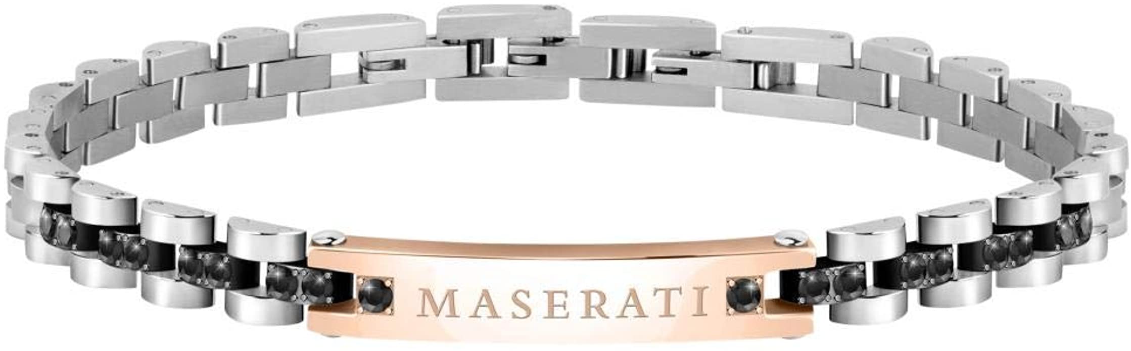 Maserati Jewels Bracciale Uomo, 22 cm, in Acciaio, Cristalli, PVD - JM420ATJ08
