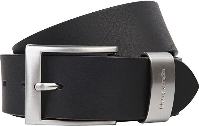 Pierre Cardin - Cintura da uomo in vera pelle 4 mm XXL con fibbia metallica nero 125
