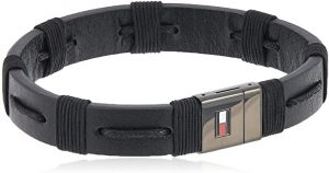 Tommy Hilfiger Bracciale in Pelle con Dettagli Metallici per Uomo
