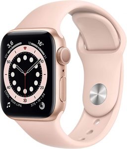 Apple Watch Series 6 (GPS, 40 mm) Cassa in alluminio color oro con Cinturino Sport rosa sabbia
