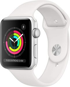 Apple Watch Series 3 (GPS, 42 mm) Cassa in Alluminio Argento e Cinturino Sport Bianco
