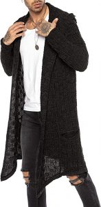 Redbridge Cardigan Lungo Asimmetrico Oversized Giacca con Cappuccio Uomo Manica Lunga
