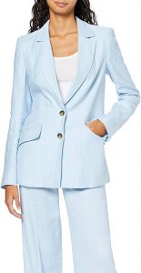 Marchio Amazon - FIND Blazer di Lino Lungo Donna
