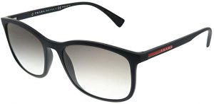 Prada Sport occhiali da sole quadrati di gomma in grigio nero PS 01TS DG00A7 56
