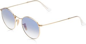 Ray-Ban occhiali da sole lente piana in sfumatura oro blu rotondi RB3447N 001/3F 50
