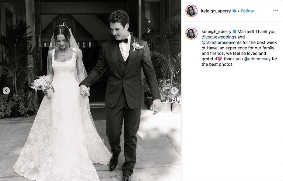 The wedding of Keleigh Sperry and Miles Teller